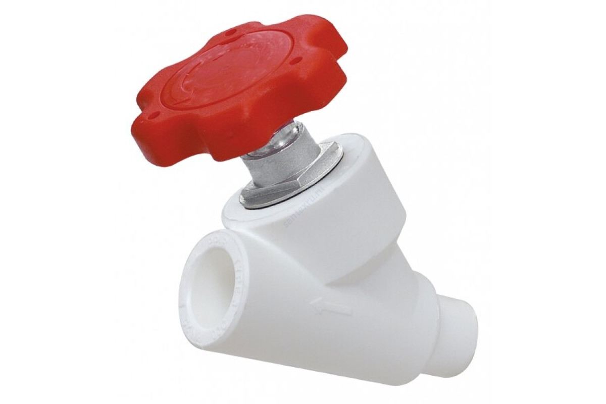 Клапан (вентиль) PP-R запорный белый внутр/наруж пайка Дн 25х45гр VALFEX 10173025