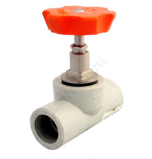 Клапан (вентиль) PP-R запорный серый внутр/наруж пайка Дн 25х45гр VALFEX 10173025Г