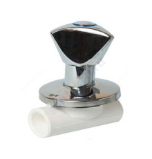 Клапан (вентиль) PP-R запорный белый хромированный внутренняя пайка Дн 25х90гр Ру25 LUX RTP (РосТурПласт) 14189