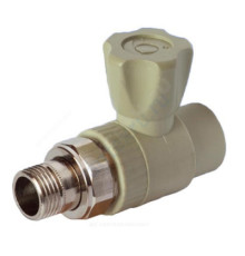 Клапан (вентиль) PP-R запорный серый НР Дн 20х1/2" Ру25 прямой для радиатора RTP (РосТурПласт) 15820