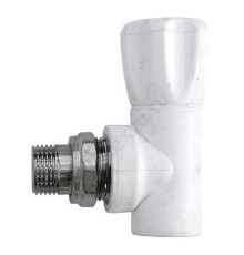 Клапан (вентиль) PP-R запорный белый НР Дн 20х1/2" Ру25 угловой для радиатора RTP (РосТурПласт) 10533