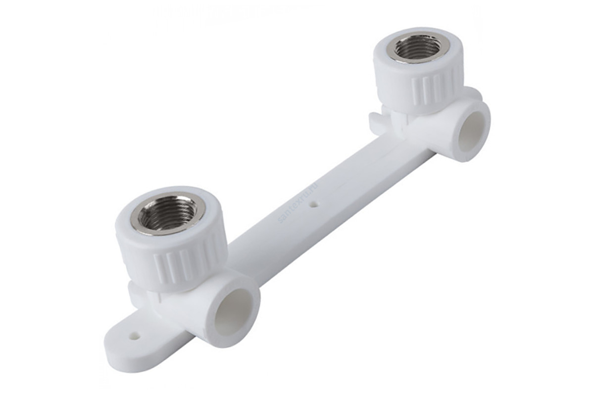 Планка PP-R монтажная белая ВР Дн 20х1/2" Ру25 под смеситель с водорозетками RTP (РосТурПласт) 10701