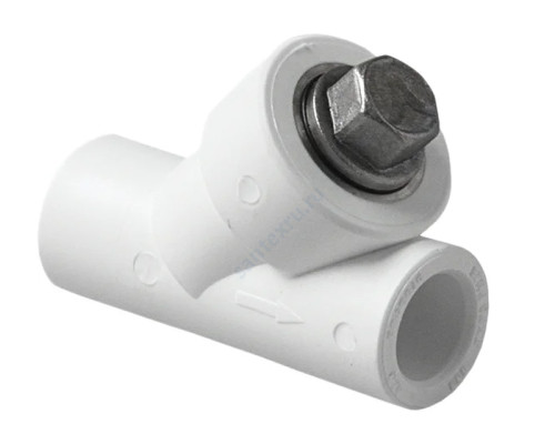 Фильтр PP-R сетчатый белый внутренняя пайка Дн 32х45гр RTP (РосТурПласт) 10841