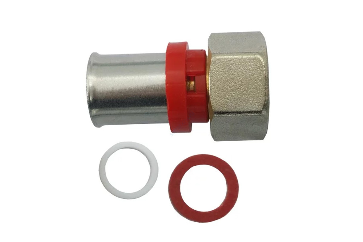 Муфта МП латунь никель пресс 8013 Дн 16х1/2" с накидной гайкой ГОСТ 32415-2013 Aquasfera 8013-01