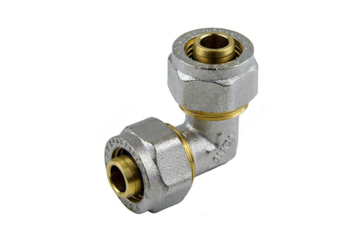 Угольник МП латунь никель обжим 7005 Дн 16х90гр ГОСТ 32415-2013 Aquasfera 7005-01