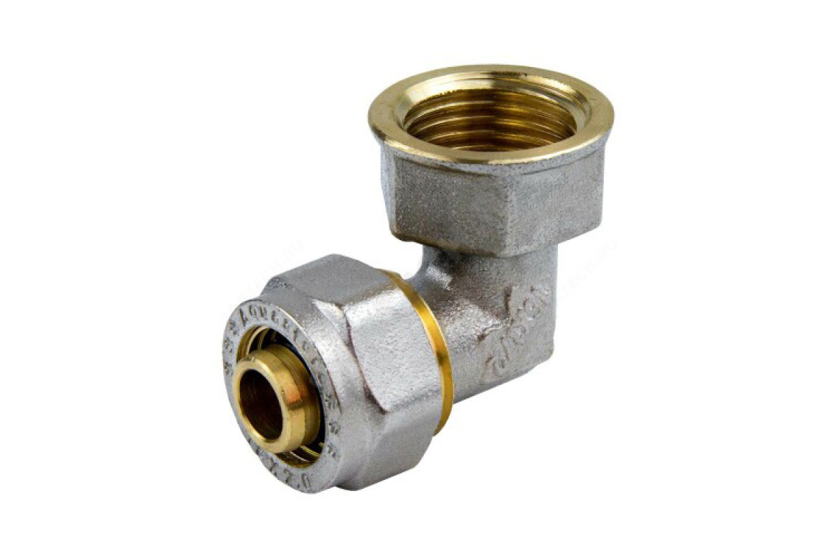 Угольник МП латунь никель обжим 7007 Дн 16х3/4"х90гр ВР ГОСТ 32415-2013 Aquasfera 7007-02