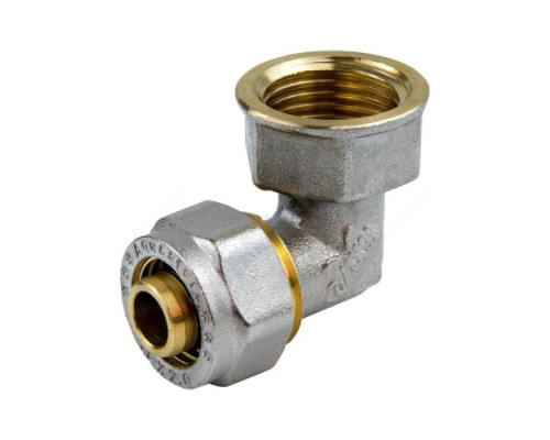 Угольник МП латунь никель обжим 7007 Дн 20х3/4"х90гр ВР ГОСТ 32415-2013 Aquasfera 7007-04