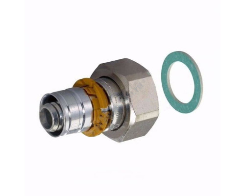Муфта МП латунь пресс S-PRESS PLUS Дн 25х3/4" с накидной гайкой Uponor 1070606 (1015295)