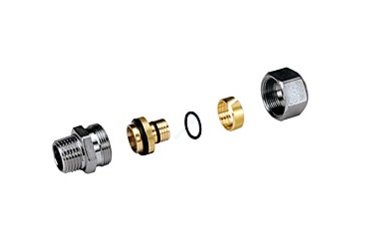 Муфта МП латунь хром R187M Дн 16х2,2х1/2" НР Giacomini R187MX046