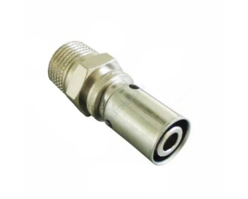 Муфта МП бронза/нерж хром пресс Cofit P Дн 16х2,0х1/2" НР Oventrop 1512063