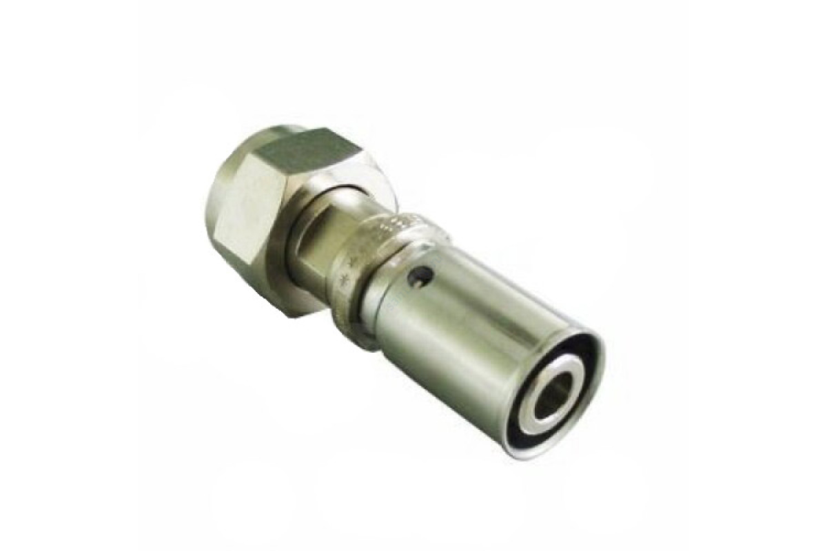 Муфта МП латунь никель пресс Cofit P Дн 16х2,0х1/2" с накидной гайкой Oventrop 1512172 