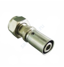 Муфта МП латунь никель пресс Cofit P Дн 16х2,0х1/2" с накидной гайкой Oventrop 1512172