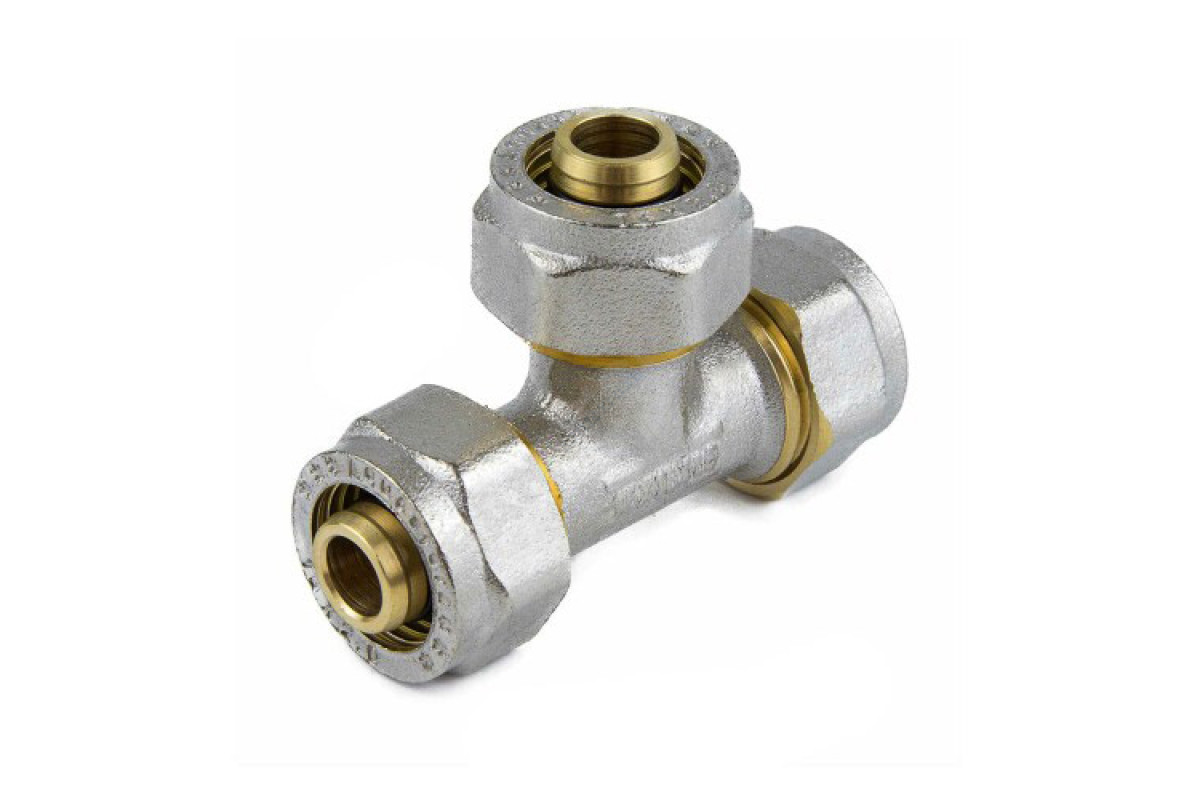 Тройник МП латунь никель обжим 7011 Дн 20 ГОСТ 32415-2013 Aquasfera 7011-02