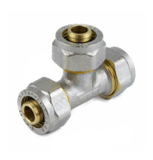 Тройник МП латунь никель обжим 7011 Дн 20 ГОСТ 32415-2013 Aquasfera 7011-02