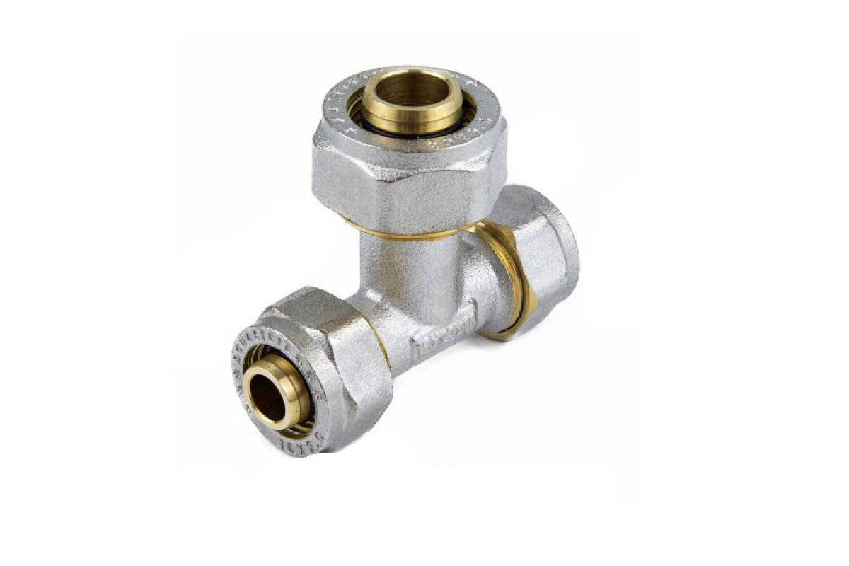 Тройник переходной МП латунь никель обжим 7012 Дн 20х16х20 ГОСТ 32415-2013 Aquasfera 7012-02