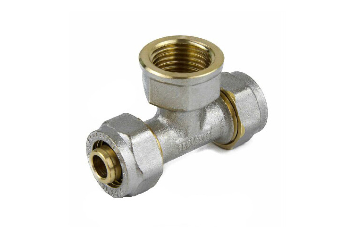 Тройник МП латунь никель обжим 7013 Дн 16х1/2"х16 ВР ГОСТ 32415-2013 Aquasfera 7013-01