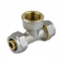 Тройник МП латунь никель обжим 7013 Дн 32х1"х32 ВР ГОСТ 32415-2013 Aquasfera 7013-05