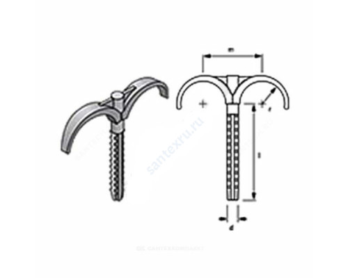 Крюк МП двухсторонний пластик MLC L=6см для труб Дн 16-32 мм Uponor 1013139 Крюк МП двухсторонний пластик MLC L=6см для труб Дн 16-32 мм Uponor 1013139