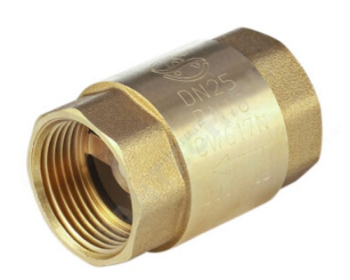 Клапан обратный латунь осевой 3002 Ду 25 Ру40 Тмакс=100 оС ВР 1" диск латунь шток латунь Aquasfera 3002-03