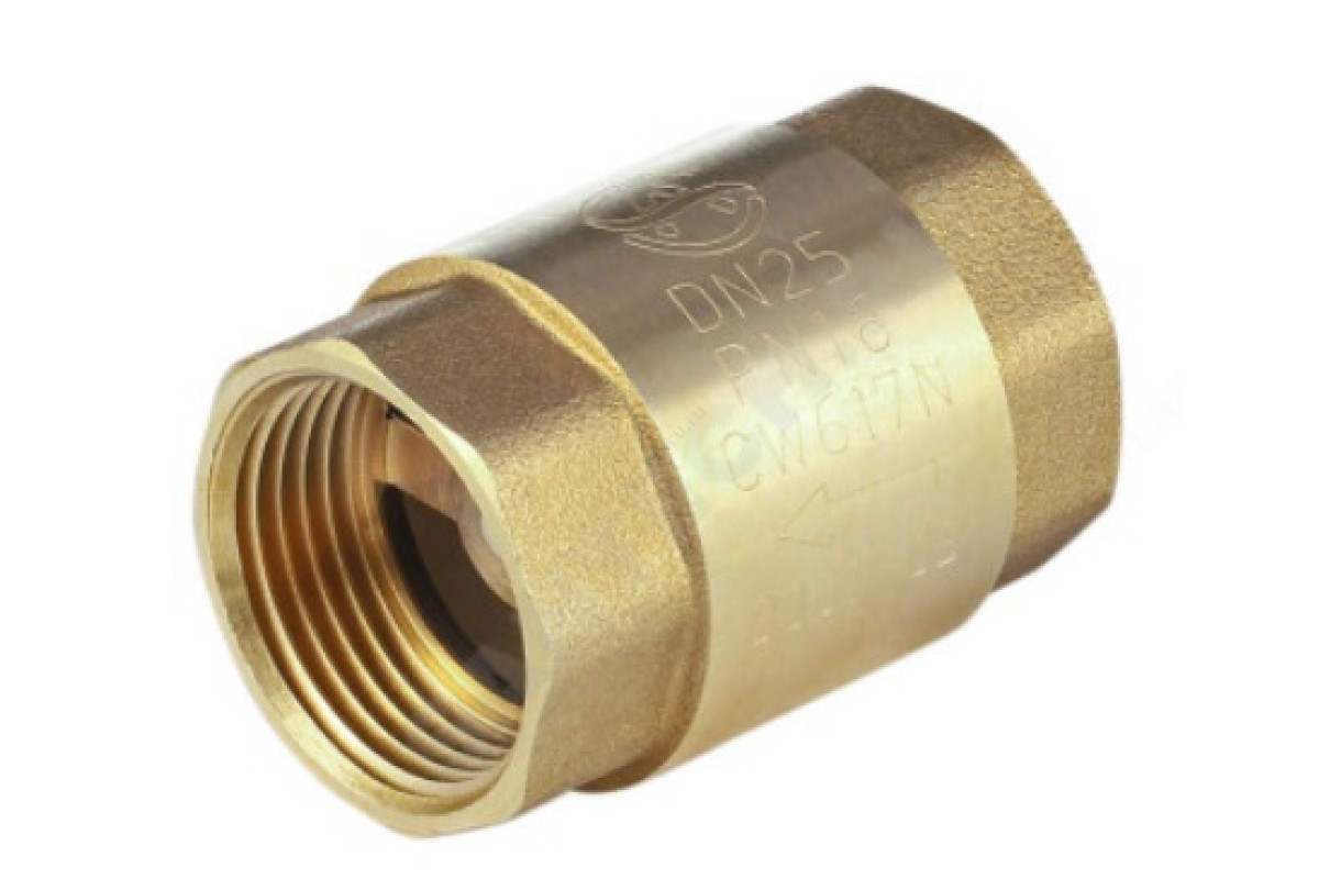 Клапан обратный латунь осевой 3002 Ду 50 Ру25 Тмакс=100 оС ВР 2" диск латунь шток латунь Aquasfera 3002-06