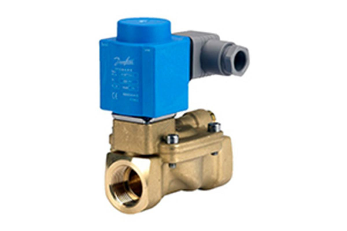 Клапан электромагнитный латунь НЗ EV220B Ду25 Ру16 G1" ВР с катушкой BB024AS 24В AC 90С Danfoss 032U453416