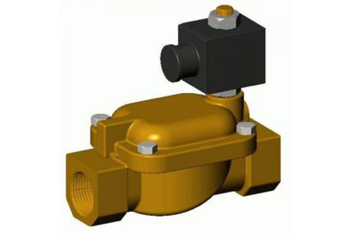 Клапан электромагнитный латунь НЗ EV1140 Ду10 Ру20 G3/8" ВР с катушкой 24В DC 90С Tecofi EV1140-0010-24CC
