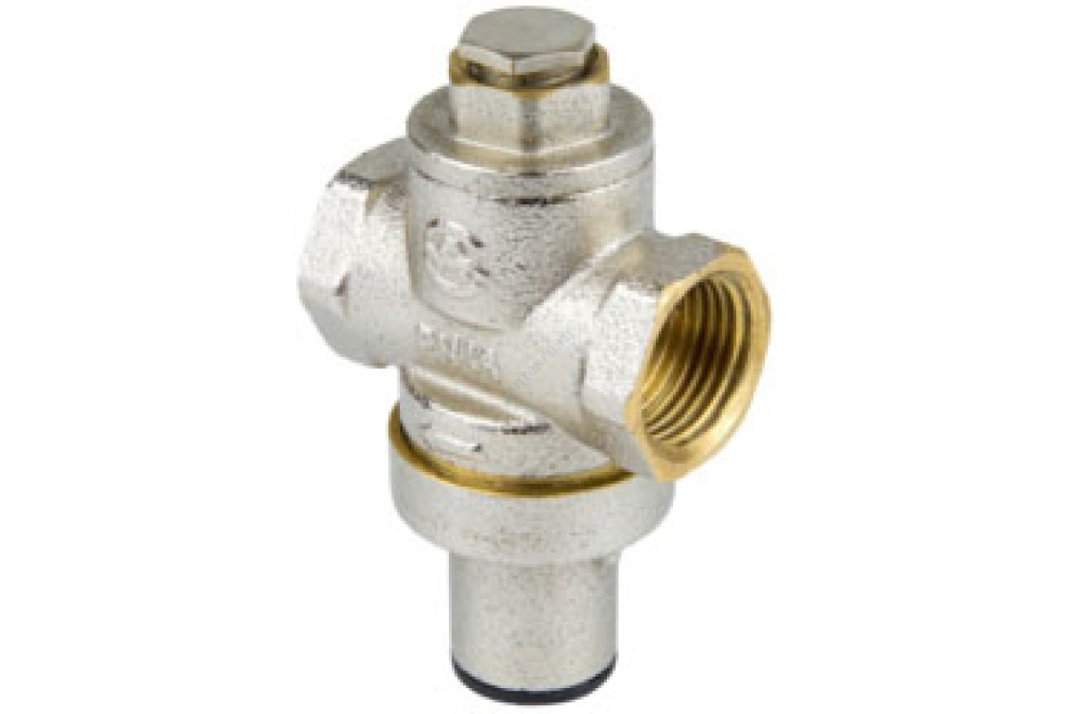Регулятор давления поршневой латунь 2002-02 Ду 20 Ру16 3/4" ВР Рн=1 - 6бар с выходом под манометр Aquasfera 2002-02