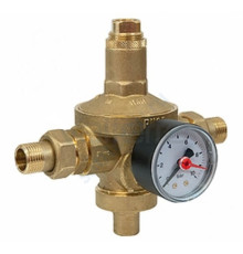 Регулятор давления мембранный латунь R153MK Ду 20 Ру25 3/4" НР/"американка" Рн=1,5 - 7бар с манометром Giacomini R153MY104