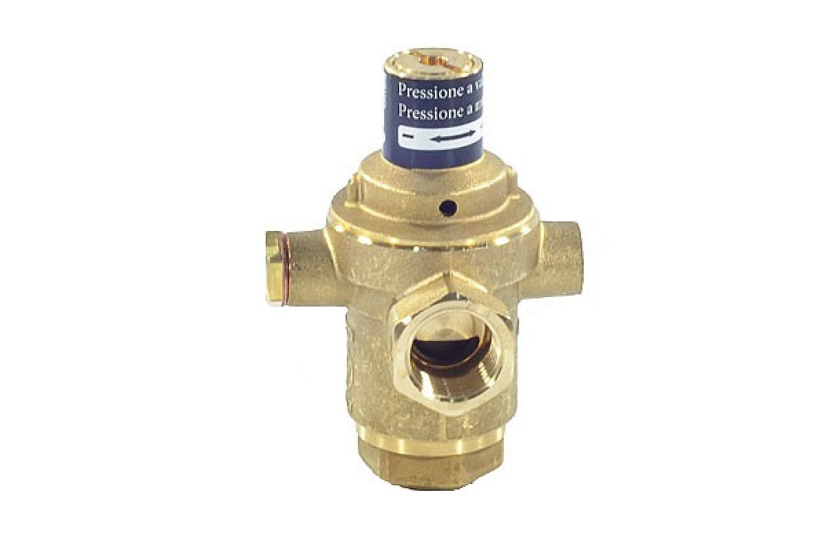 Клапан подпиточный поршневой латунь R150Y Ду 15 Ру10 1/2" ВР РН=0,5 - 3бар с выходом под манометр и обратным клапаном Giacomini R150Y103