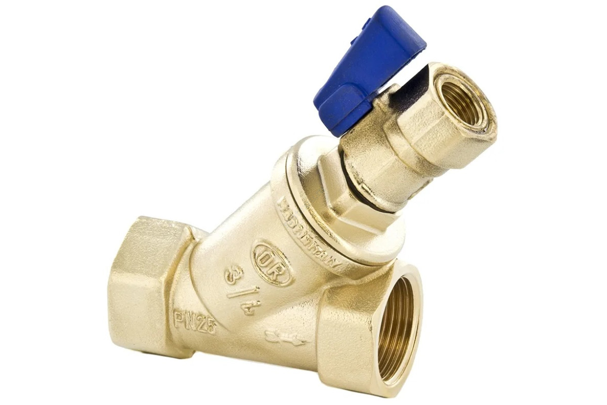 Фильтр сетчатый Y-образный латунь Ду 20 Ру25 Тмакс=120 oC Rp3/4" ВР 114 со сливным краном OR 0114.520