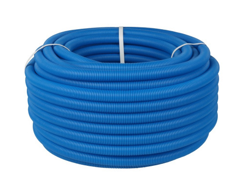 Труба гофрированная ПНД, цвет синий, наружным диаметром 32 мм для труб диаметром 25 мм