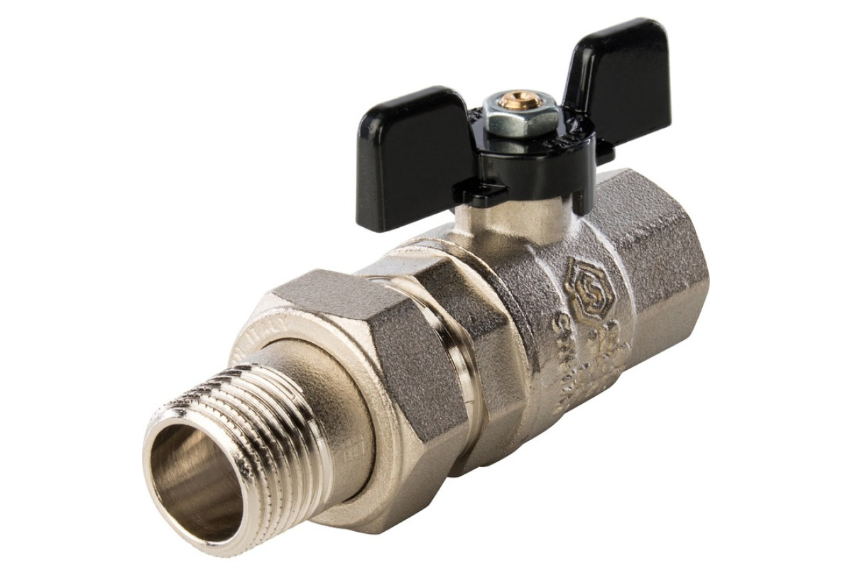 STOUT Кран шаровой полнопроходной, ВР/НР, ручка бабочка 1/2, американка