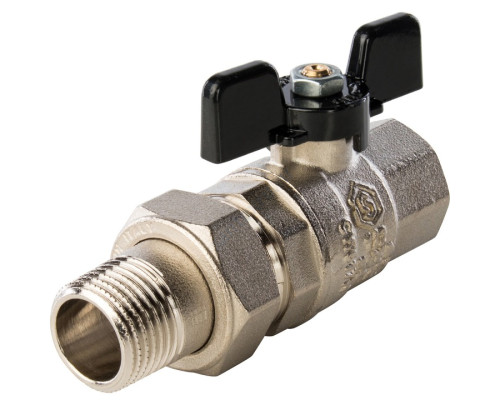 STOUT Кран шаровой полнопроходной, ВР/НР, ручка бабочка 1/2, американка