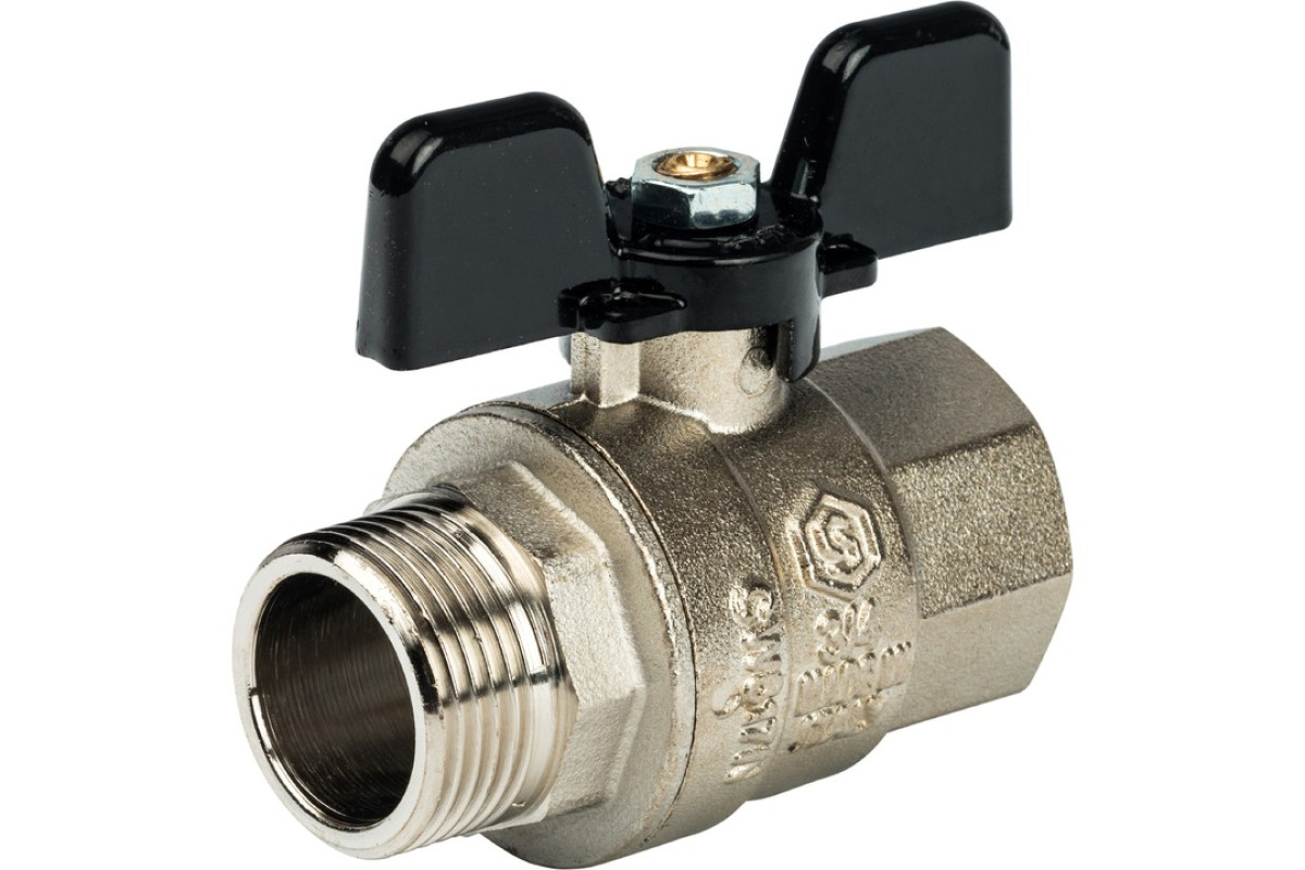 STOUT Кран шаровой полнопроходной, ВР/НР, ручка бабочка 3/4