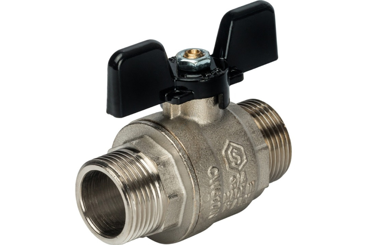 STOUT Кран шаровой полнопроходной, НР/НР, ручка бабочка 3/4