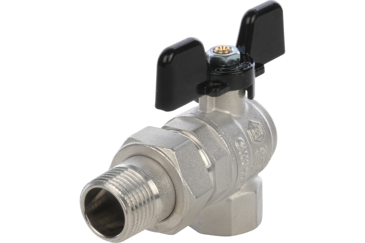 STOUT Кран шаровой полнопроходной угловой, ВР/НР, ручка бабочка 1/2, американка