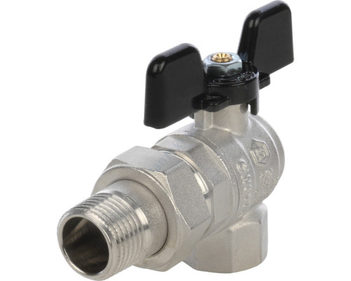 STOUT Кран шаровой полнопроходной угловой, ВР/НР, ручка бабочка 1/2, американка