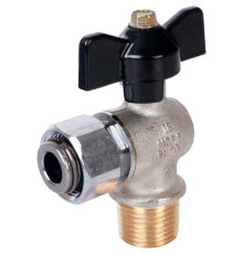 STOUT Кран шаровой с накидной гайкой угловой, НР/накидная гайка, ручка бабочка 1/2x1/2