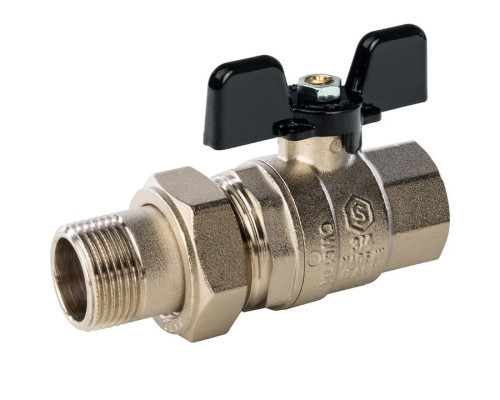 STOUT Кран шаровой полнопроходной, ВР/НР, ручка бабочка 3/4, американка