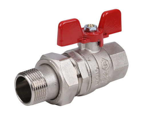 STOUT Кран шаровой полнопроходной с "американкой", ВР/НР, ручка бабочка 3/4 (EPDM)