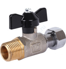 STOUT Кран шаровой с накидной гайкой, НР/накидная гайка, ручка бабочка 1/2x1/2
