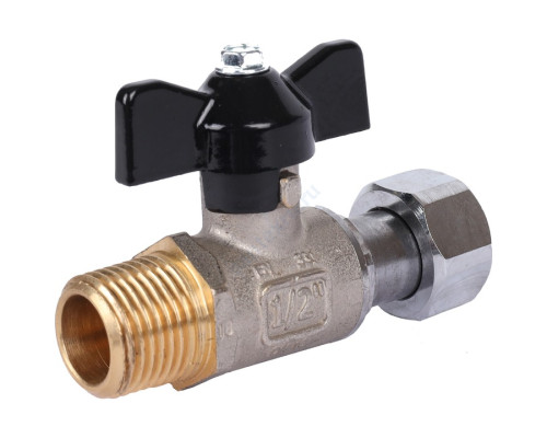 STOUT Кран шаровой с накидной гайкой, НР/накидная гайка, ручка бабочка 1/2x1/2