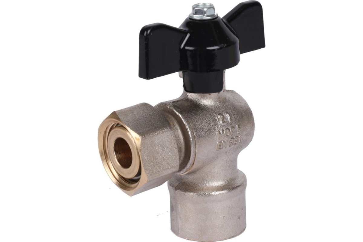 STOUT Кран шаровой с накидной гайкой угловой, ВР/накидная гайка, ручка бабочка 1/2x1/2