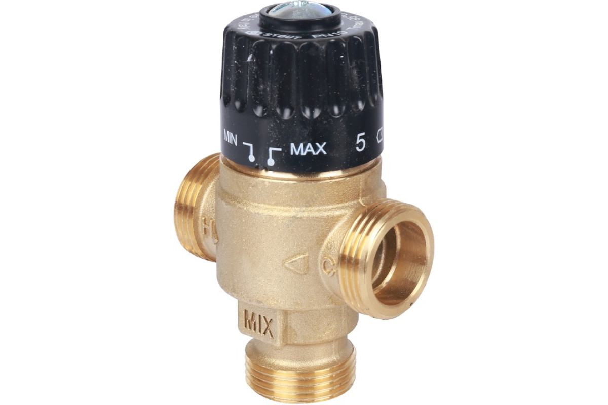 STOUT Термостатический смесительный клапан для систем отопления и ГВС 3/4" НР 30-65°С KV 2,3 SVM-0125-236520