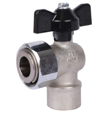 STOUT Кран шаровой с накидной гайкой угловой, ВР/накидная гайка, ручка бабочка 1/2x3/4