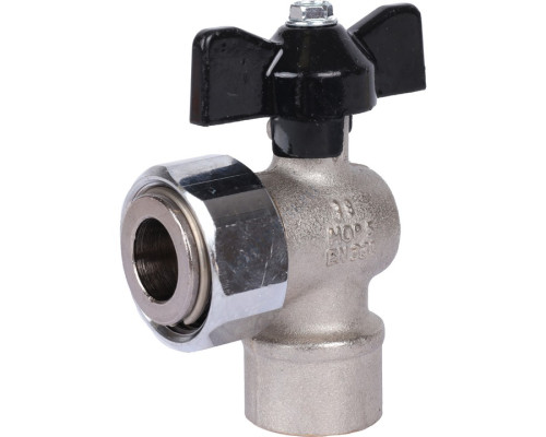 STOUT Кран шаровой с накидной гайкой угловой, ВР/накидная гайка, ручка бабочка 1/2x3/4