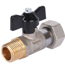 STOUT Кран шаровой с накидной гайкой, НР/накидная гайка, ручка бабочка 1/2x3/4