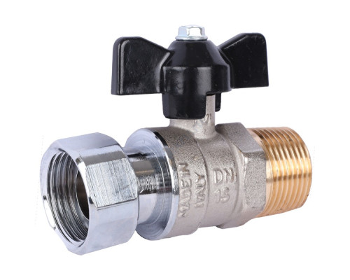 STOUT Кран шаровой с накидной гайкой, НР/накидная гайка, ручка бабочка 3/4x3/4