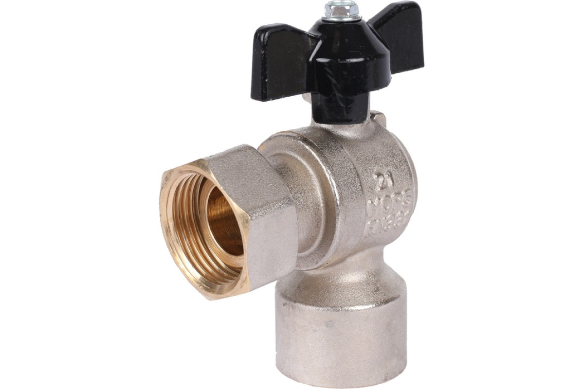 STOUT Кран шаровой с накидной гайкой угловой, ВР/накидная гайка, ручка бабочка 3/4x3/4