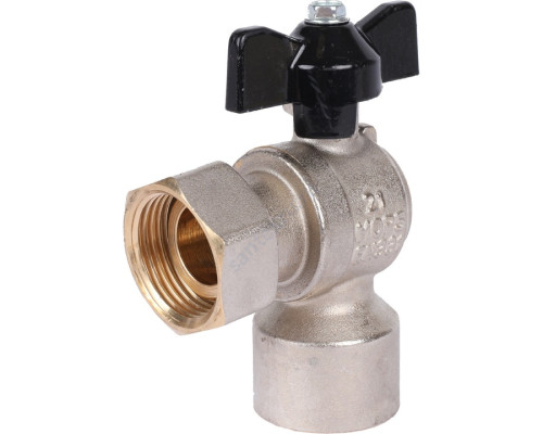 STOUT Кран шаровой с накидной гайкой угловой, ВР/накидная гайка, ручка бабочка 3/4x3/4